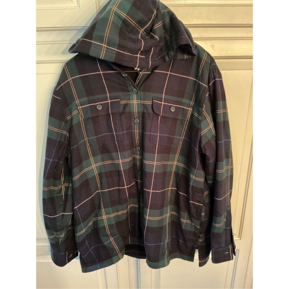 L.L. Bean Women’s Plaid Shacket Jacket Sz M Fleece Lined Long Sleeve